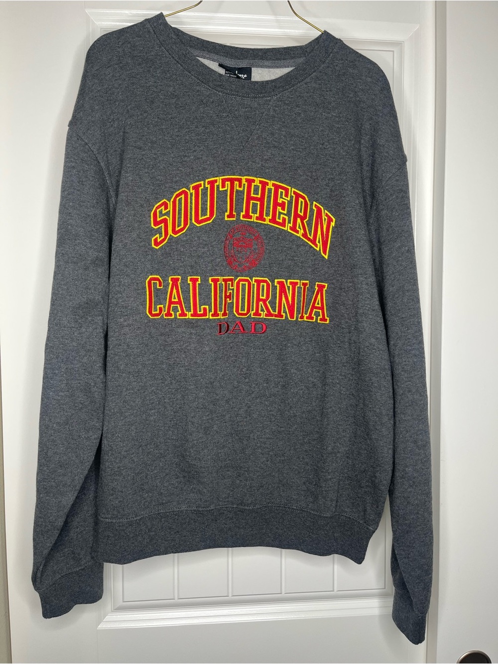 USC Trojans Southern California Dad Charcoal Gray Crewneck Sweatshirt Mens Large